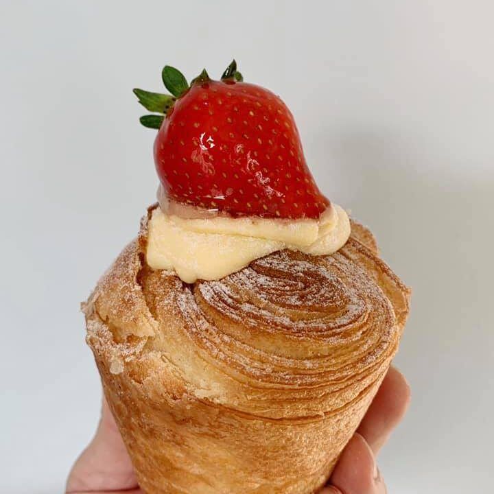 Strawberry Custard Cruffin